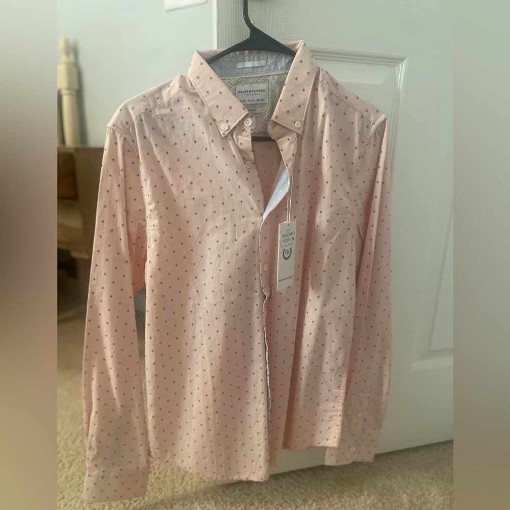 Denim & Flower Light Pink Button Down Shirt